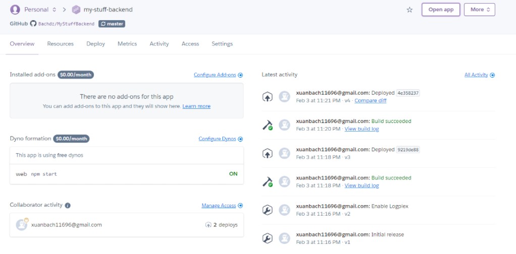 Übersicht des Deployment-Prozess des Backends