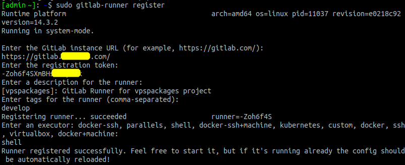 Registrierung des Gitlab-Runners
