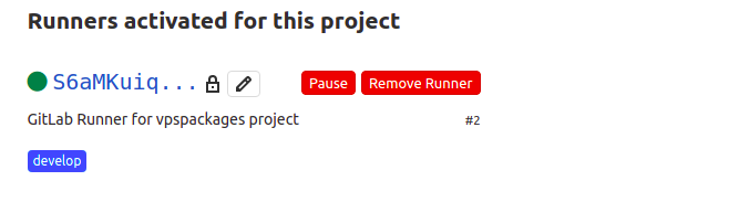 Ergebnis nach der Registrierung des Gitlab-Runners