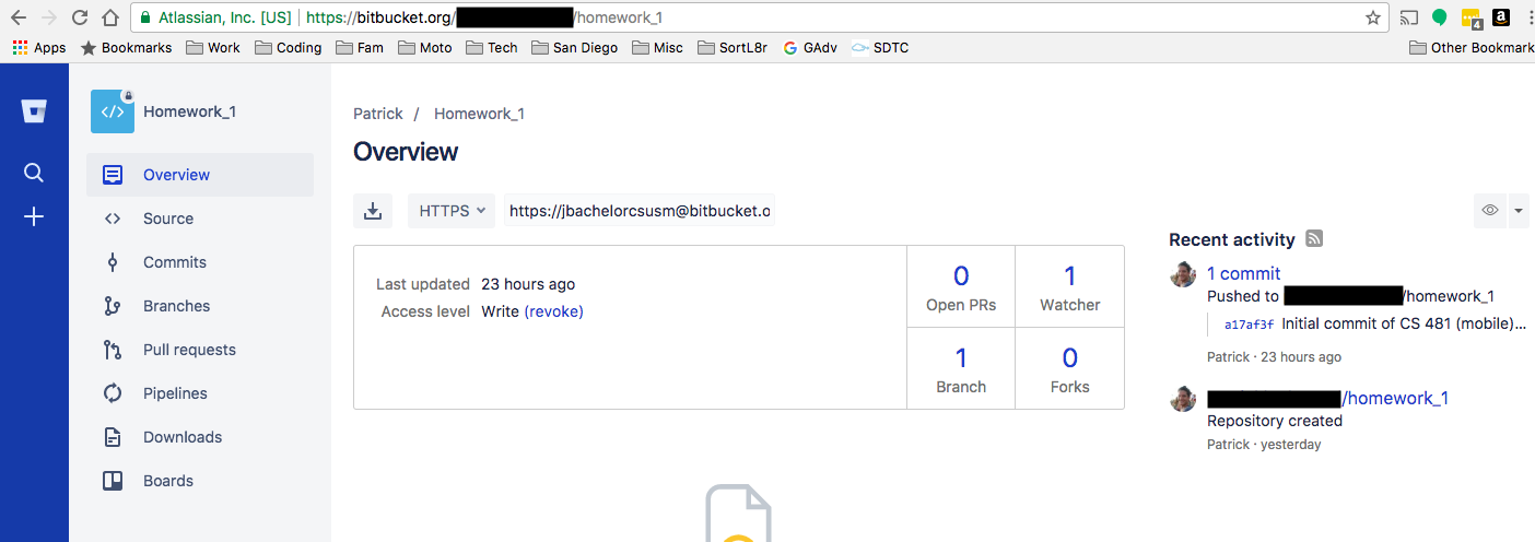 Übersicht von BitBucket